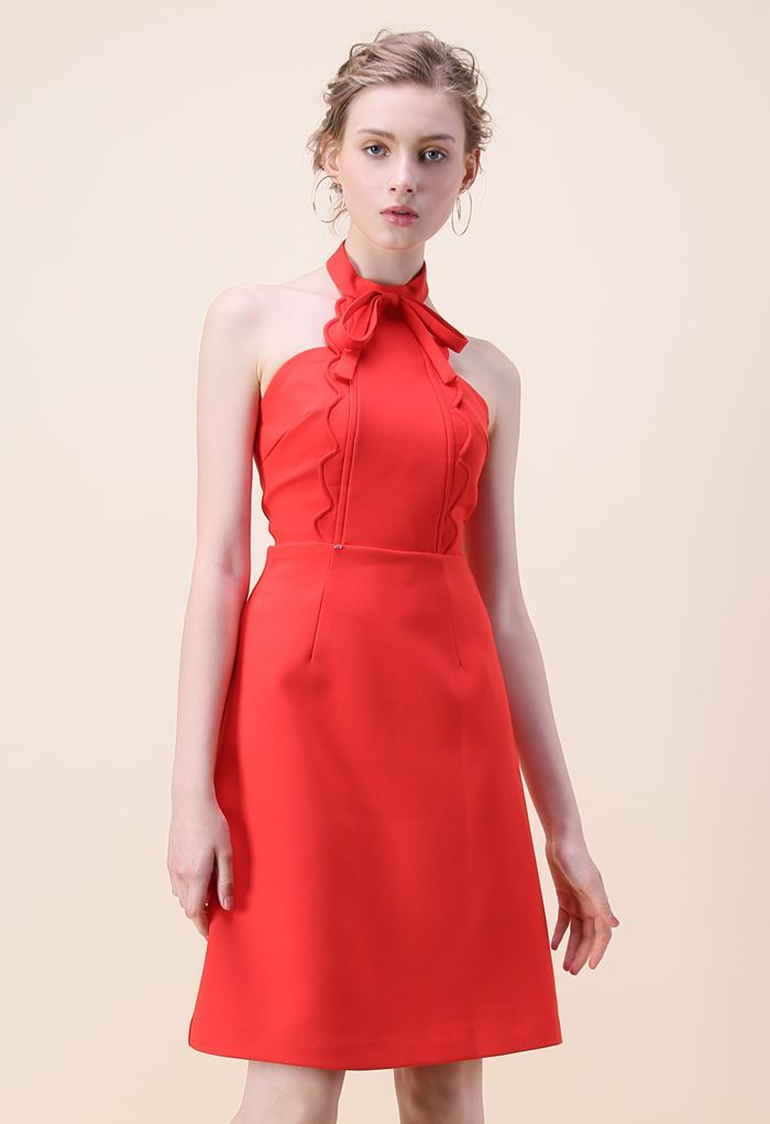 Latest Infatuation Halter Neck Dress in Red | Chicwish