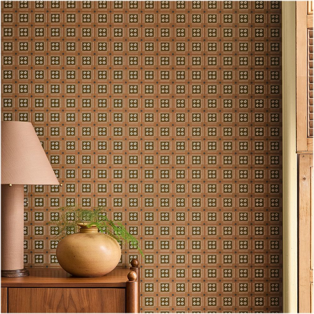 Pierce & Ward Floral Grid Peel & Stick Wallpaper | West Elm (US)