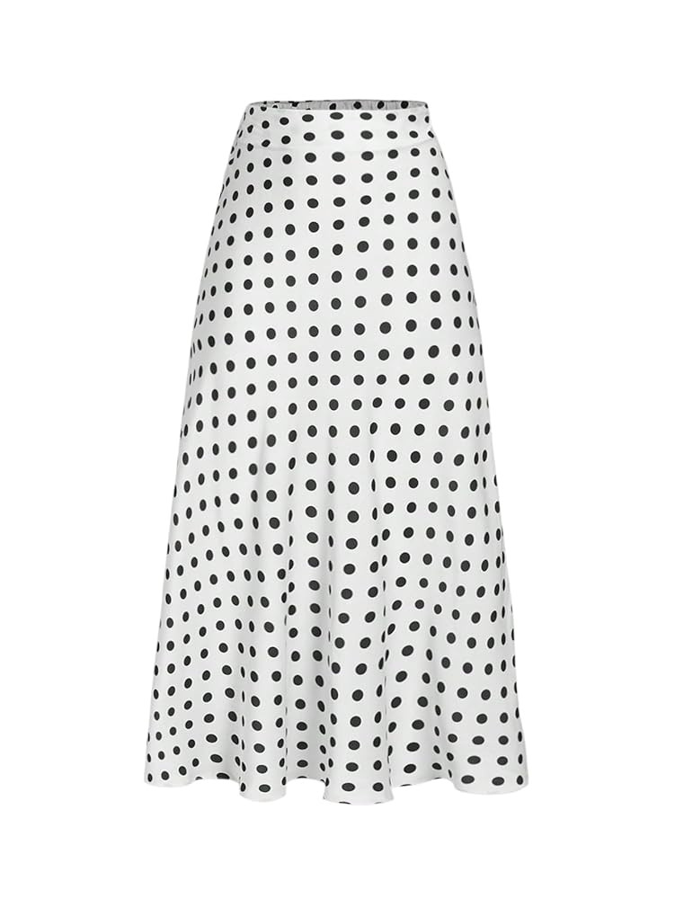 MakeMeChic Women's Polka Dots Midi Skirt Satin Vintage Elegant Pencil Long Skirts | Amazon (US)