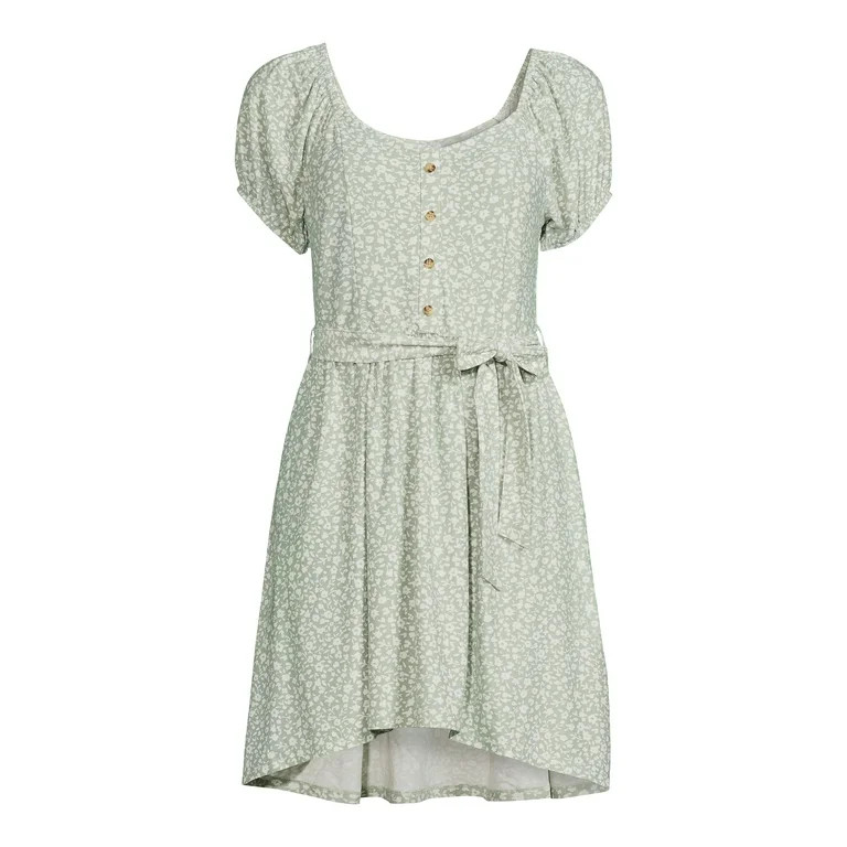 No Boundaries Juniors Peasant Dress with Belt | Walmart (US)