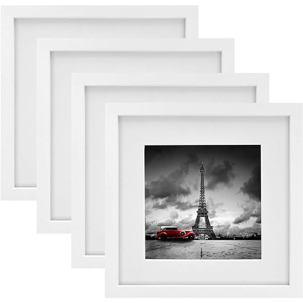 FRAMICS 4 Pack 12x12 Picture Frames, Display 8x8 Photo with Picture Mat, White Picture Frames Made o | Amazon (US)