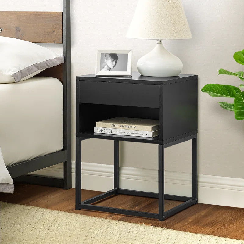 Aibne Metal And Wood Nightstand or End Table for Bedroon or Livingroom | Wayfair North America