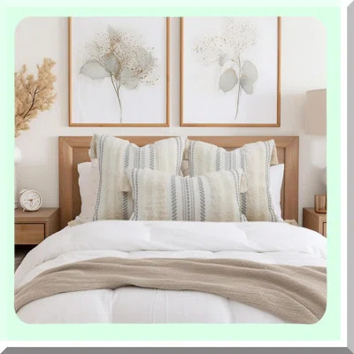 Boho Chic Textured Stripe Pillow Covers - Set of 2, Neutral Tufted Accent Pillows for Living Room, Couch, Bed - Beige Cream White | Wayfair North America