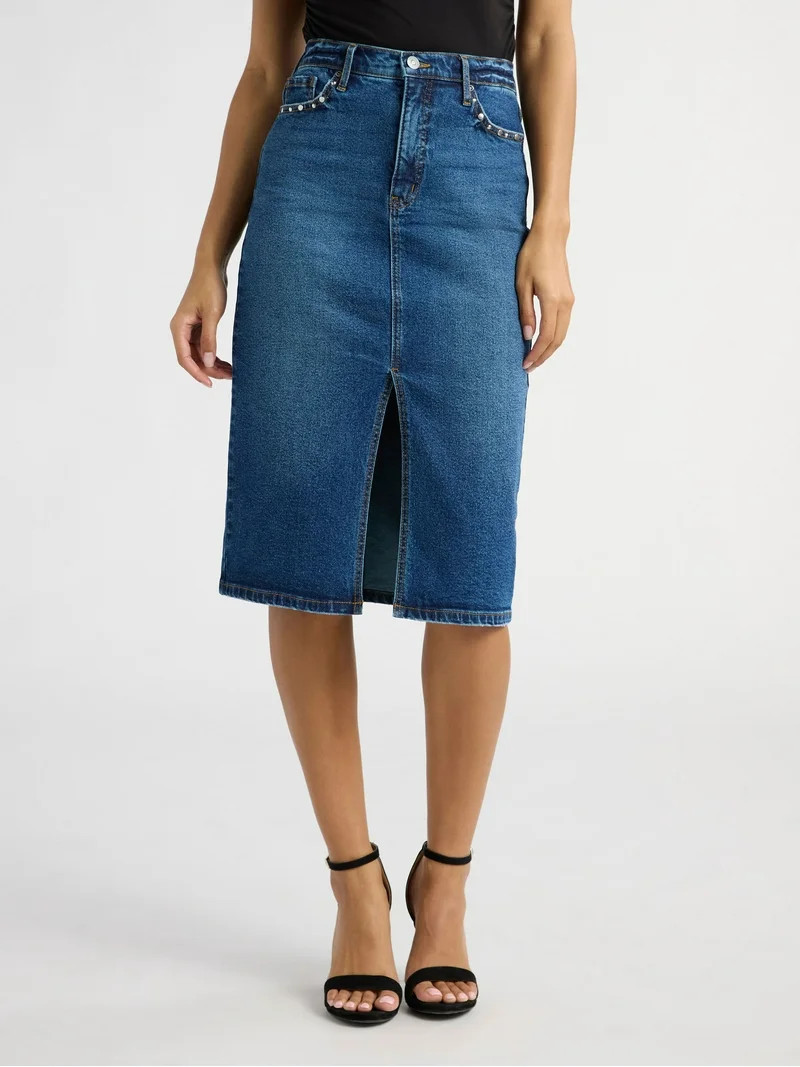 Sofia Jeans Women's Denim Pencil Skirt, Below the Knee Length, Sizes 2-18 | Walmart (US)