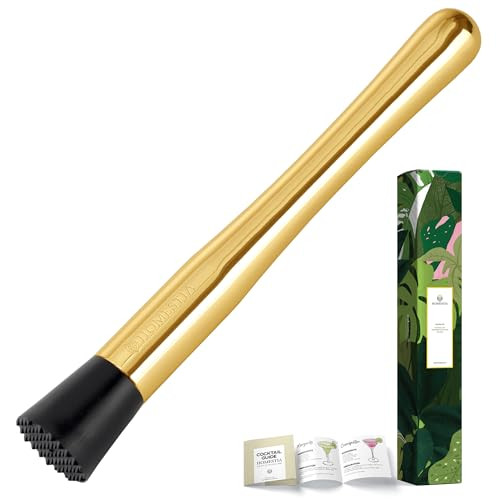 Homestia 10 Inch Stainless Steel Cocktail Muddler Gold Bar Muddler for Cocktails, Drink Muddler for Home Bar Accesssories with Recipe Lemon Smasher Fruit Crusher | Amazon (US)