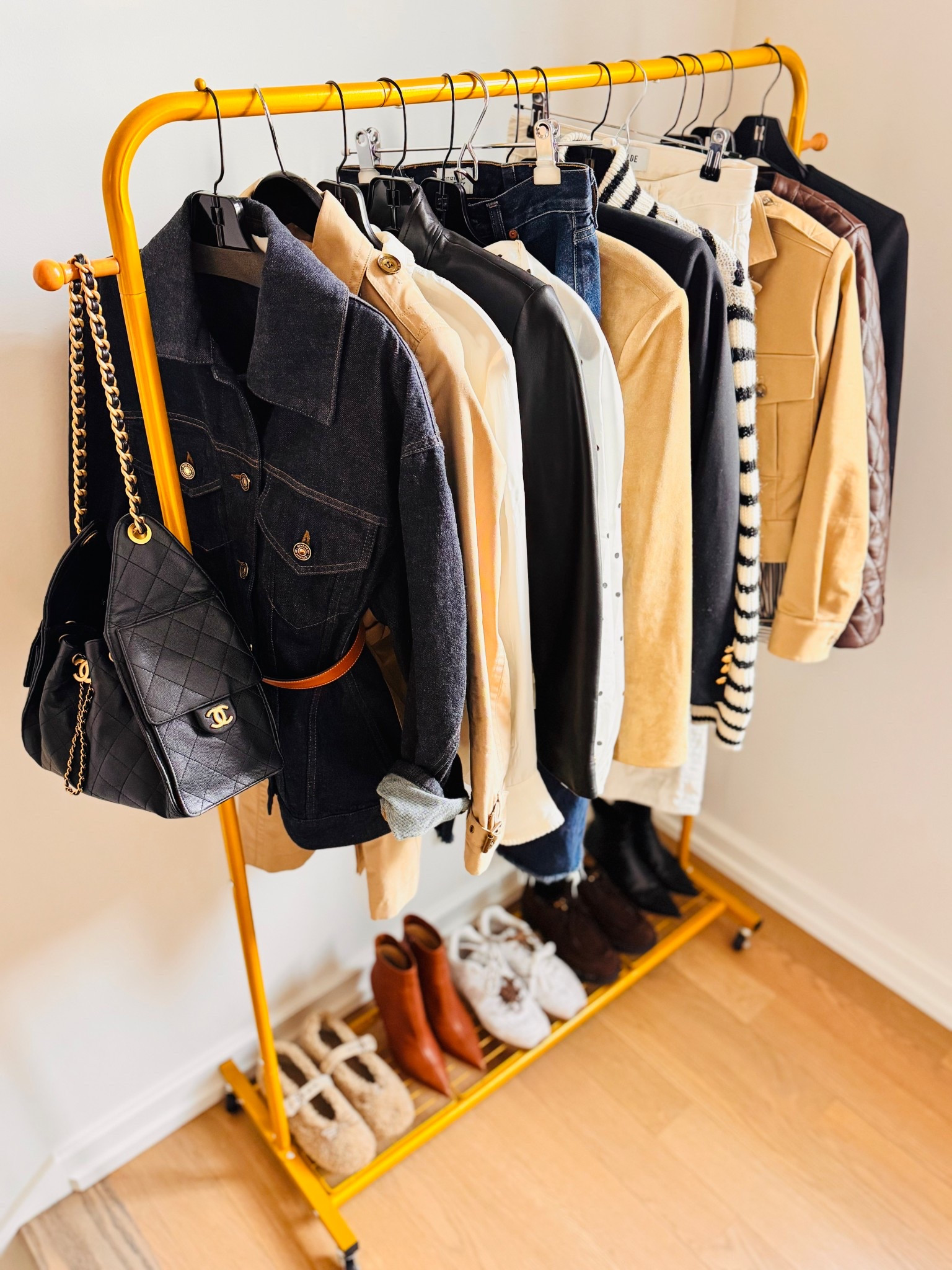 Current wardrobe obsessions: buttery leather jackets, ladylike tie neck blouses, structured denim jackets (even better belted!), any sort of trench, ecru denim, military inspired blazers and pops of classic patterns like stripes and polka dots. 
So many looks can be put together with this neutral color palette, which makes getting dressed not only easy, but actually fun! 🖤🤍🤎

#LTKootd #LTKdayinmylife #LTKSeasonal