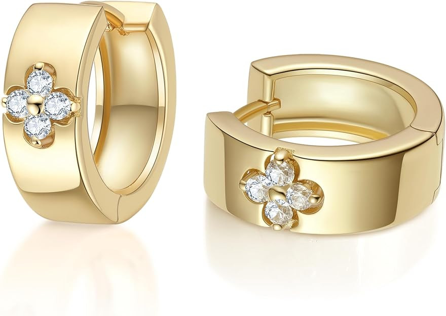 Clover Hoop Earrings for Women Gifts Nickel Free with Premium Emerald and Moissanite | Moissanite... | Amazon (US)