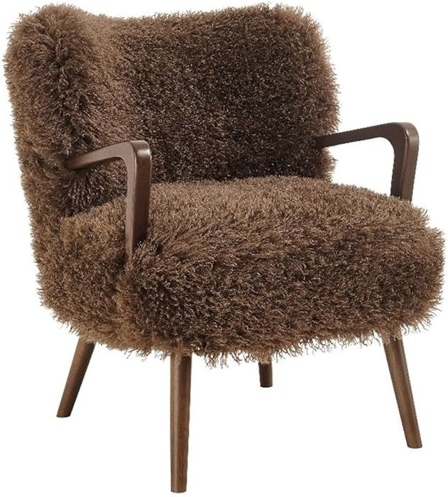 Modway Zerra Upholstered Faux Shearling Lounge Chair in Brown – Mid-Century Modern Accent Armch... | Amazon (US)