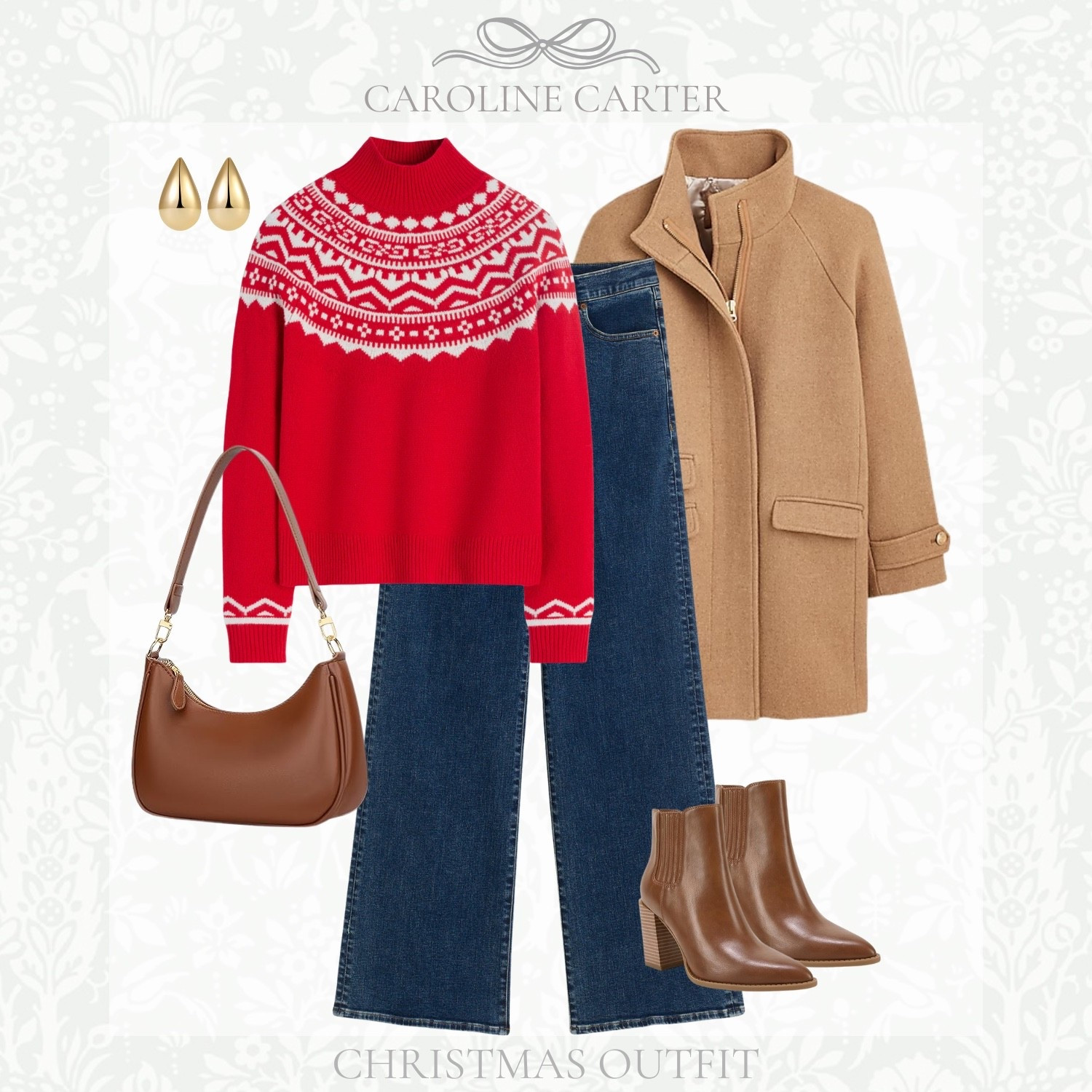 Christmas Outfit | Simple, festive, and so chic for the holidays! ✨

Black Friday Deals, Christmas outfit, holiday outfit, fair isle sweater, red sweater outfit, camel coat, winter layers, wide leg jeans, brown boots, brown bag, classic Christmas style

#LTKSeasonal #LTKHoliday #LTKCyberWeek