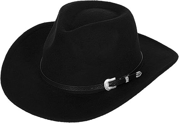Western Felt Cowboy Cowgirl Hat - Wide Brim Panama Jazz Fedora Hat with Floral Engraved Buckle Be... | Amazon (US)