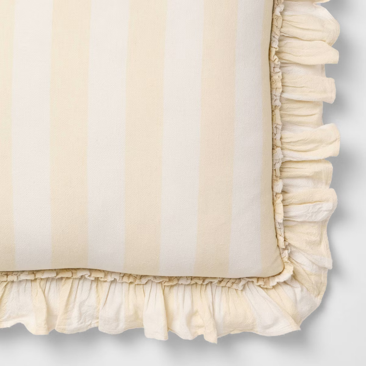 Square Pillow Big Stripe with Ruffle Pale Yellow and Cream - Threshold™ Design with Studio McGe... | Target