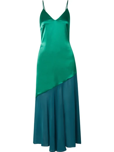 Zsa Zsa two-tone satin and chiffon midi dress | NET-A-PORTER (US)