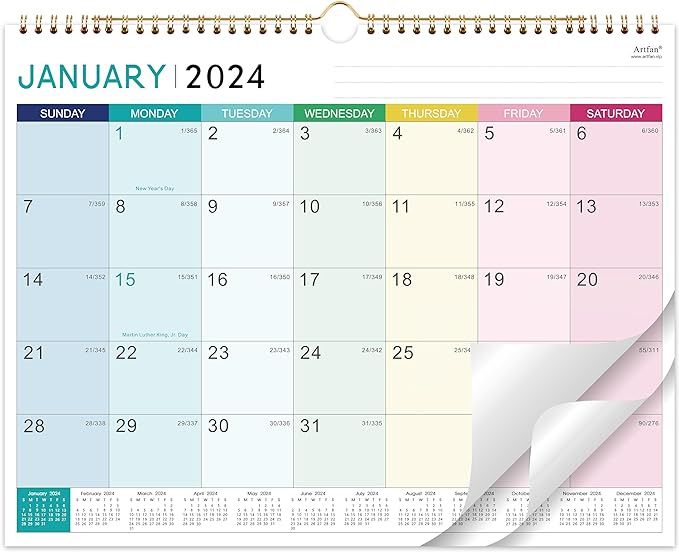2024 Calendar - Wall Calendar 2024, Jan. 2024 - Dec. 2024, 12 Monthly Calendar with Thick Paper, ... | Amazon (US)