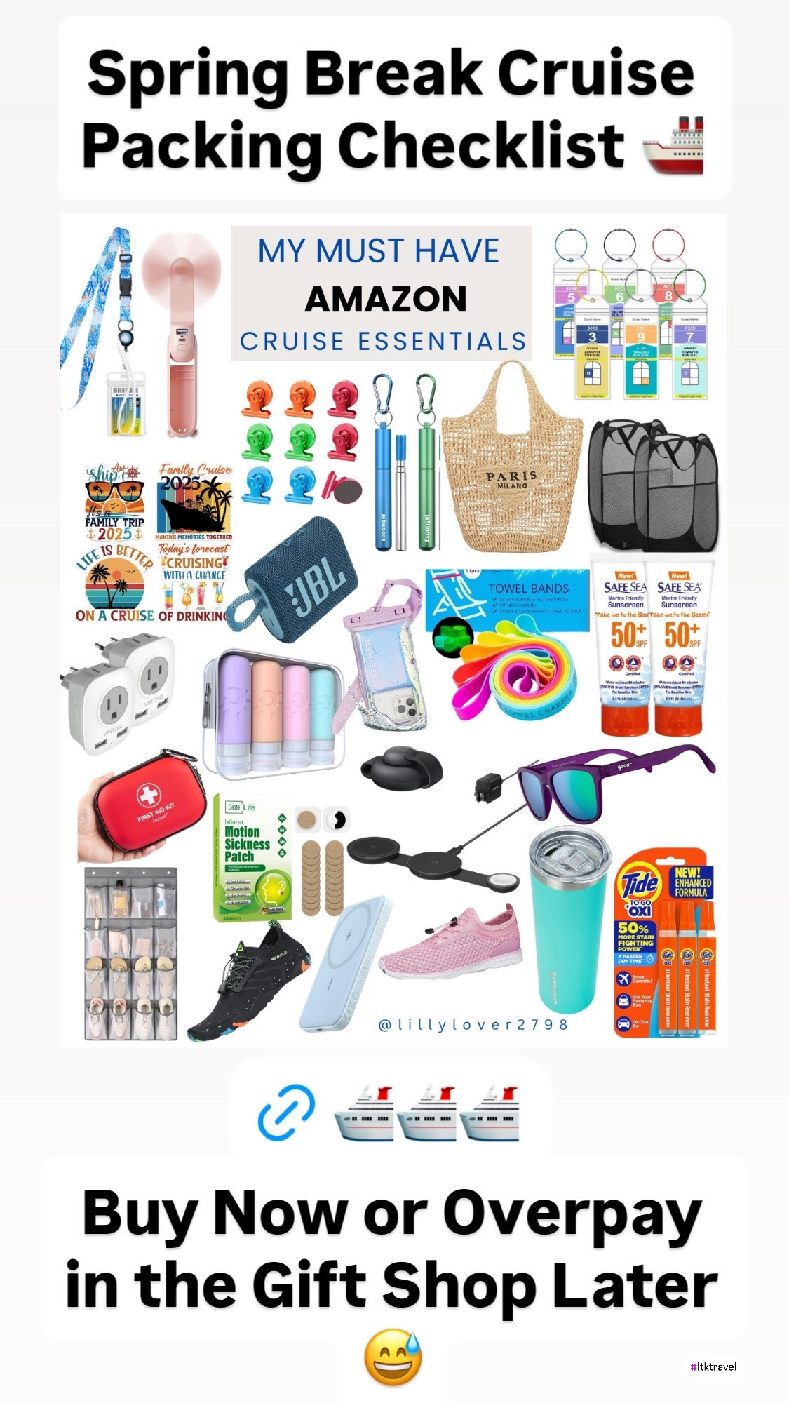 
Cruise Essentials

Spring Break & Summer Travel Must-Haves ✈️🌴

If you’re cruising or heading on a beach trip, grab these now before you end up paying ridiculous gift shop prices when you forget something onboard.

These are my tried-and-true Amazon travel essentials — from towel bands and waterproof phone cases to motion sickness patches and portable chargers.

Smart packing = stress-free vacation.

Save this for your next trip 💛

cruise essentials
spring break travel
summer travel must haves
Amazon travel finds
beach vacation essentials
cruise packing list
travel organization
waterproof phone pouch
motion sickness patches
travel first aid kit
portable fan travel
towel bands cruise
travel size sunscreen
travel tech accessories
vacation packing tips
travel must haves women
family cruise essentials


#LTKSaleAlert #LTKTravel #LTKBeauty