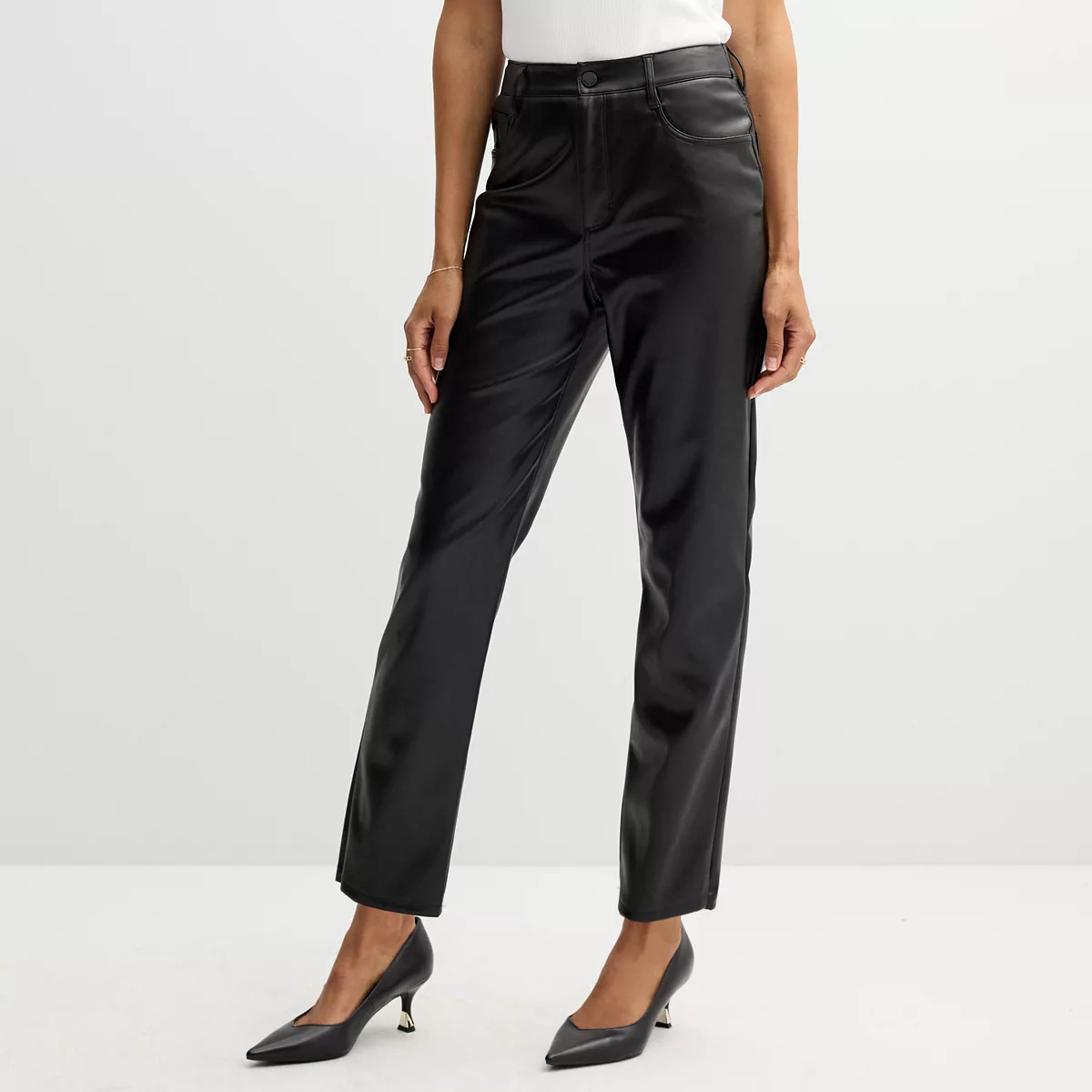 Women's Nine West Straight Faux-Leather Pants | Kohl's