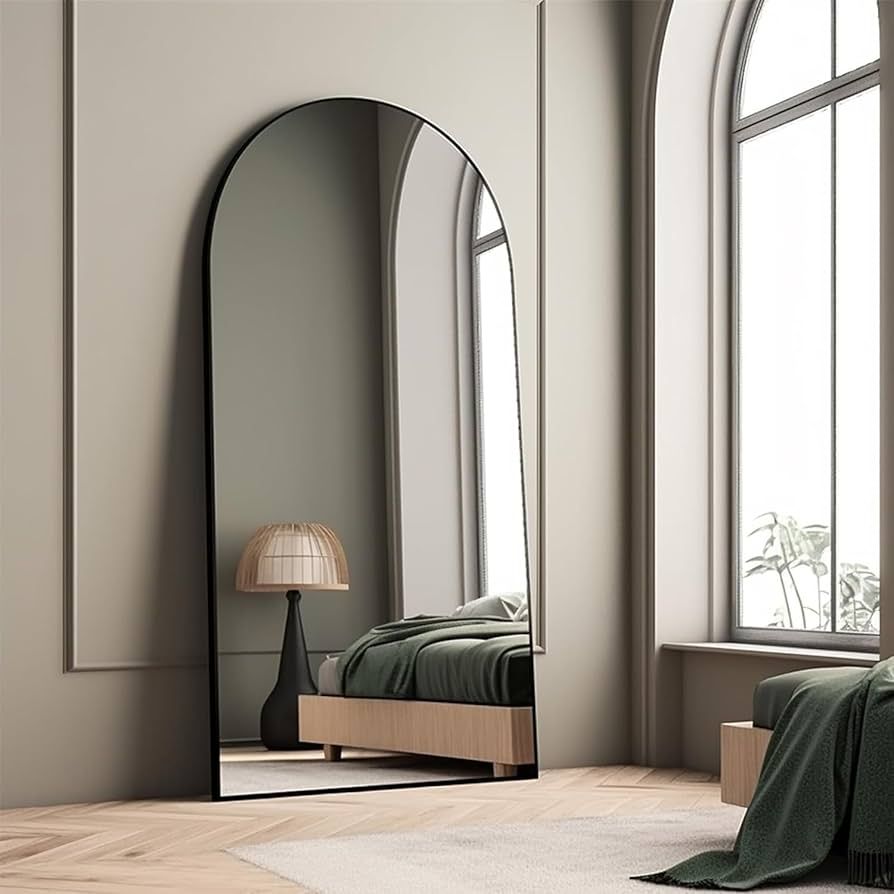 Amazon.com: ABSWHLM Arched Full Length Mirror 71"x32" with Stand Aluminum Alloy Frame Floor Large... | Amazon (US)