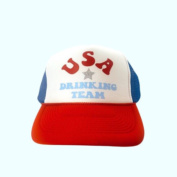 USA Drinking Team Can Cooler  Drinking Team  4th of July Hat | Etsy | Etsy (US)