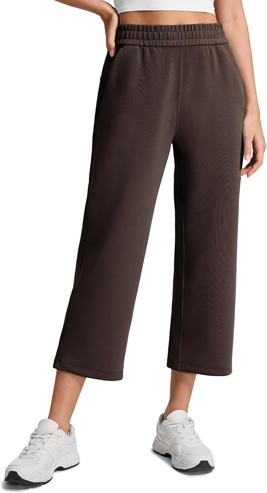 CRZ YOGA SoftAura Straight Leg Cropped Sweatpants Women 24" - Modal Lounge Travel Casual Pants wi... | Amazon (US)