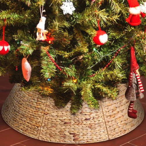 Liliful Christmas Tree Collar Woven Tree Collar Tree Ring Farmhouse Tree Collar Wicker Rustic Tree Skirt for Christmas Tree Decorations(Natural,42 Inches) | Amazon (US)