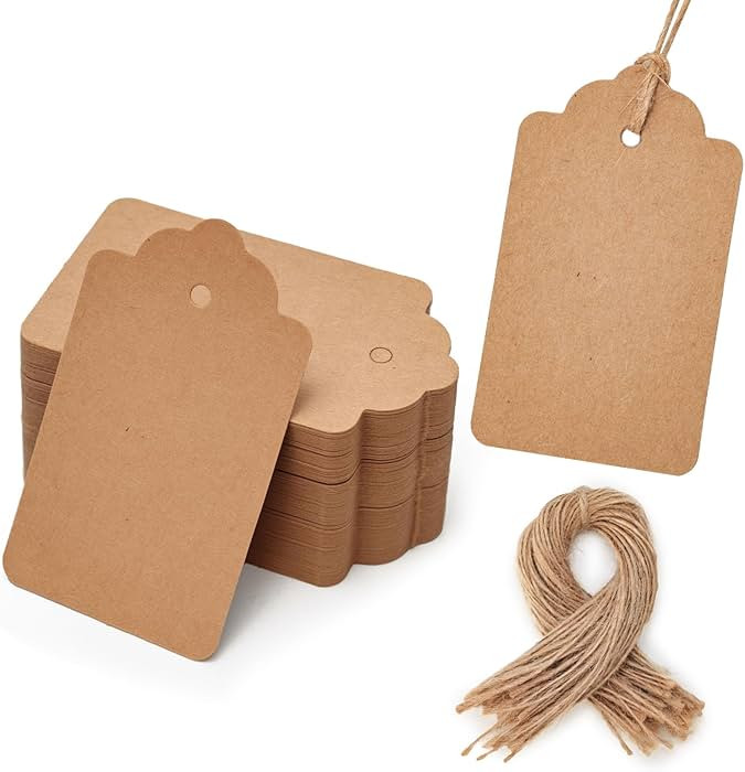 SallyFashion 100pcs Gift Tags with String Attached, 1.7 x 2.8 inch Kraft Paper Hang Tags for Clot... | Amazon (US)