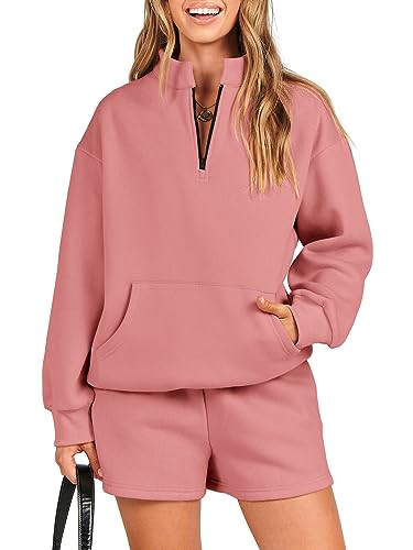 ANRABESS Women 2 Piece Outfits Sweatshirt Shorts Sets 2024 Oversized Casual Lounge Sweat Set Swea... | Amazon (US)