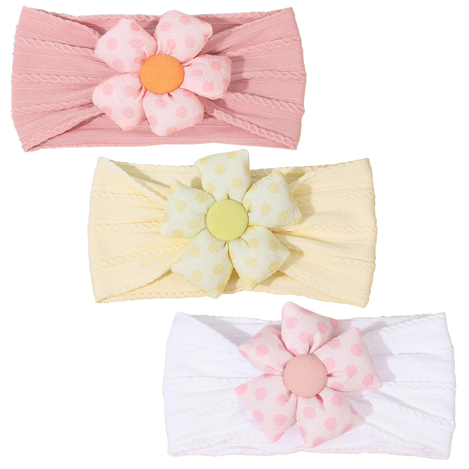 3 Pcs Baby Flower Headbands Baby Girls Nylon Headband Soft Hairbands Hair Accessories for Newborn... | Amazon (US)