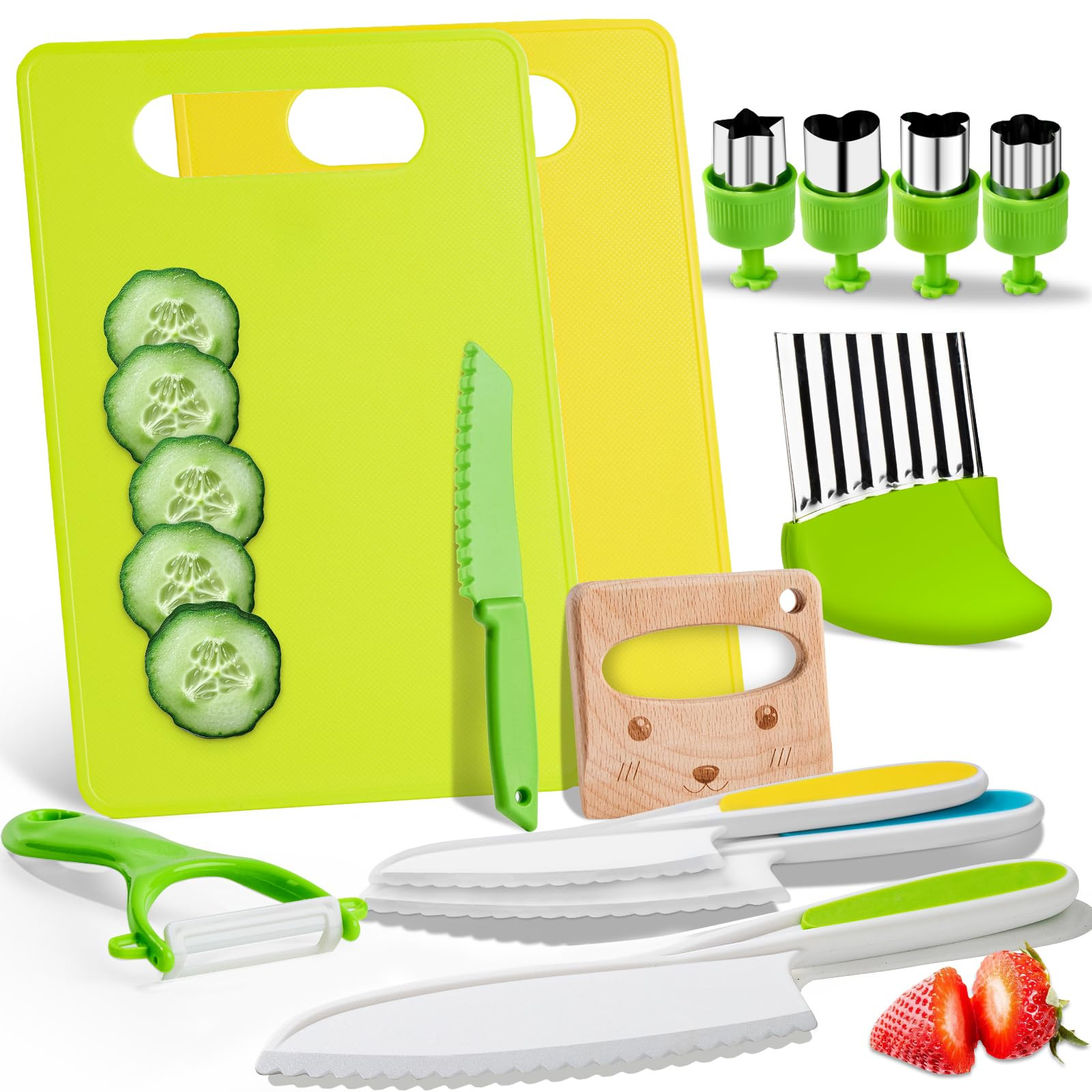 Kids Safe Knife Set for Real Cooking, 13-Piece Montessori Kitchen Tools for Toddlers-Kids Cooking... | Amazon (US)
