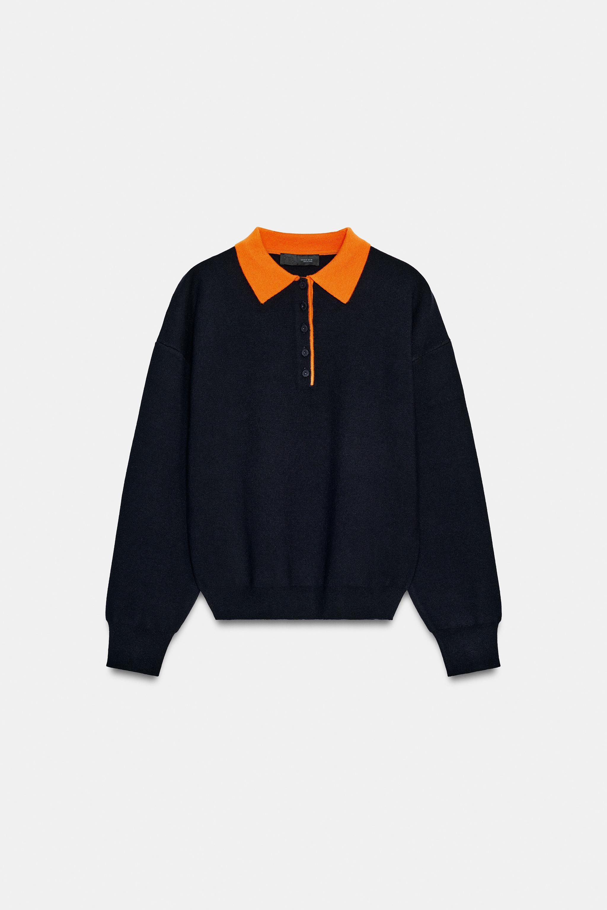 CONTRAST COLLAR KNIT POLO SHIRT | Zara US