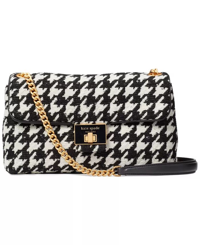 kate spade new york Evelyn Sequin Houndstooth Fabric Medium Convertible Shoulder Bag - Macy's | Macy's