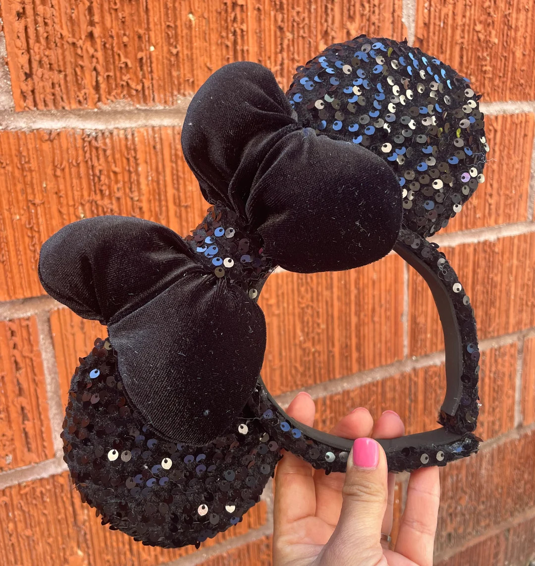 Black Sequins Minnie ears | Etsy (US)