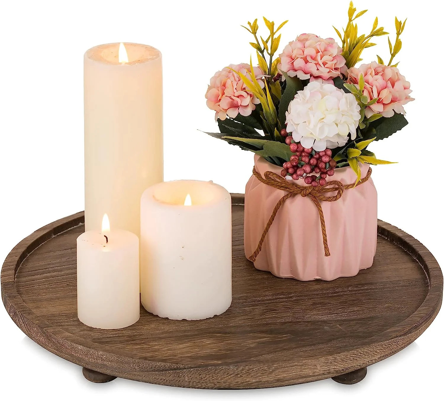 Hanobe Wood Risers for Display Round Tray Rustic Pedestal Stand Farmhouse Kitchen Decor, Brown 11... | Walmart (US)