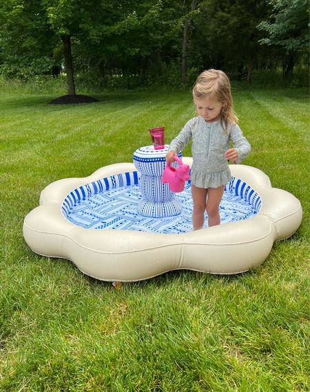 Inflatable pool 
Toddler swimsuit 
Rash guard 
Backyard / outdoor / pool / kids activity 

#LTKKids #LTKFindsUnder50 #LTKFindsUnder100