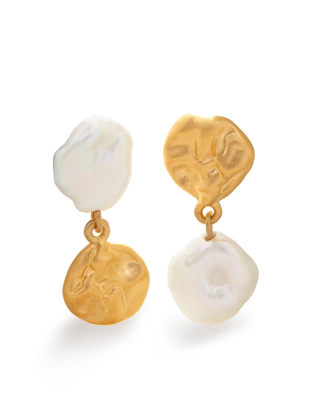 Monica Vinader x Mother of Pearl Keshi pearl stud earrings - Gold | Farfetch Global