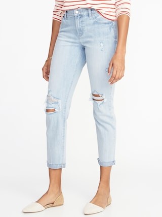 Mid-Rise Boyfriend Straight Distressed Jeans for Women | Old Navy US