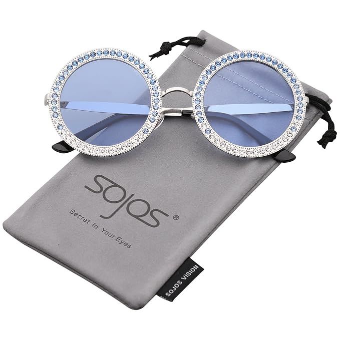 SOJOS Round Oversized Rhinestone Sunglasses for Women Diamond Shades SJ1095 SJ1090 | Amazon (US)