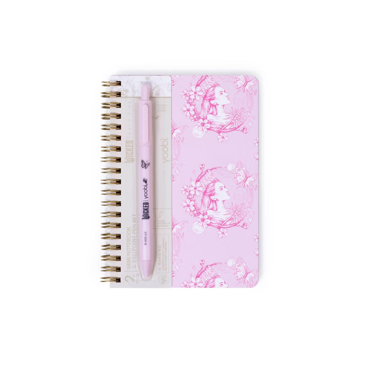 Wicked x Yoobi Mini Notebook Glinda 4.5"x6.5" Spiral Lined Notebook with Retractable Ballpoint Pe... | Target