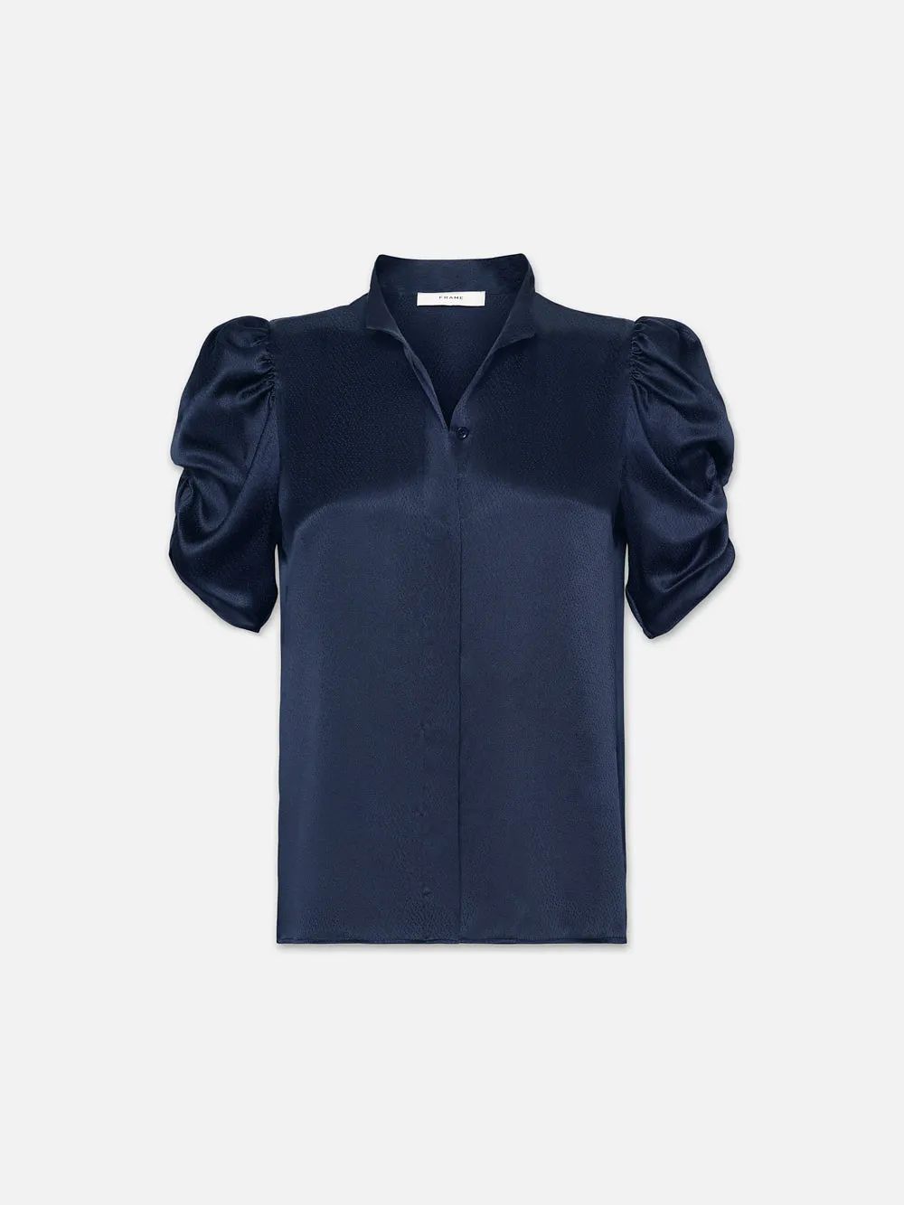 Puff Sleeve Blouse  in  Navy | Frame Denim