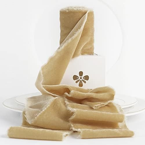 MEEDEE Cream Velvet Ribbon 3 Inch Ivory Velvet Ribbon Frayed Velvet Ribbon Raw Edge Silk Velvet R... | Amazon (US)