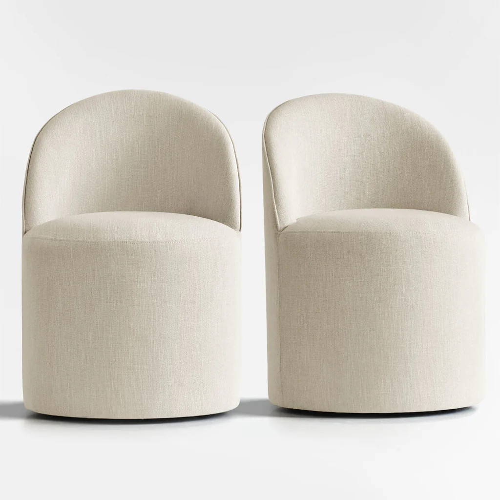 Doris Rolling Upholstered Dining Chair With Castors (Set of 2) | Pop Maison