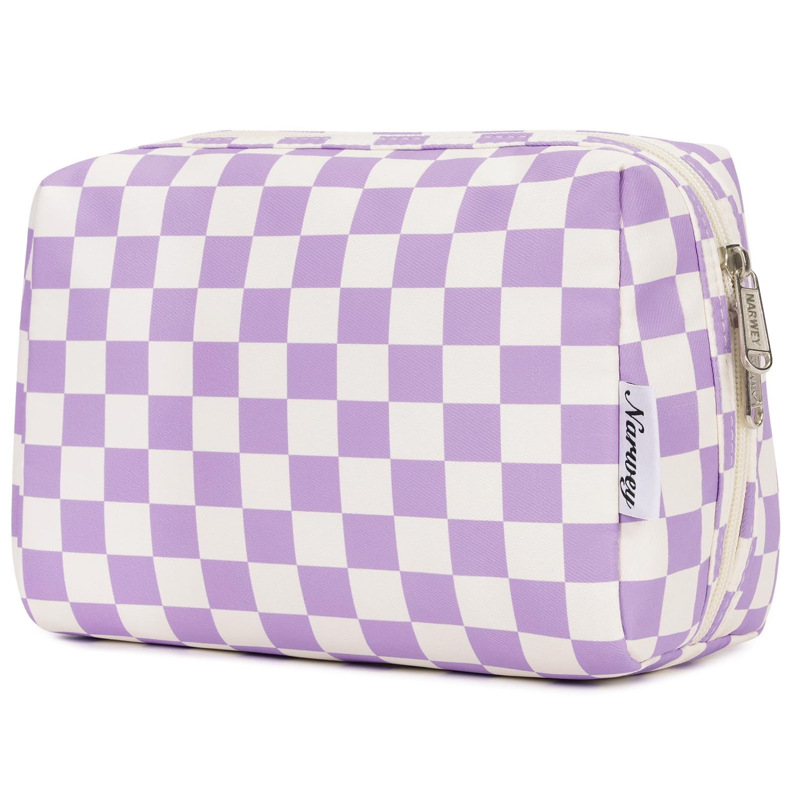 Narwey Checkered Makeup Bag Travel Cosmetic Bag Organizer Toiletry Bag Make Up Bags with Compartm... | Amazon (US)