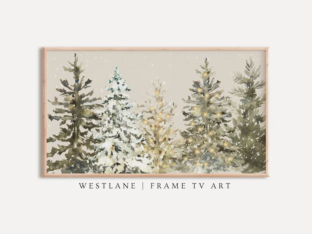 Neutral Winter Forest Frame TV Art Christmas Farmhouse Trees Art DIGITAL Download TVC58 - Etsy | Etsy (US)