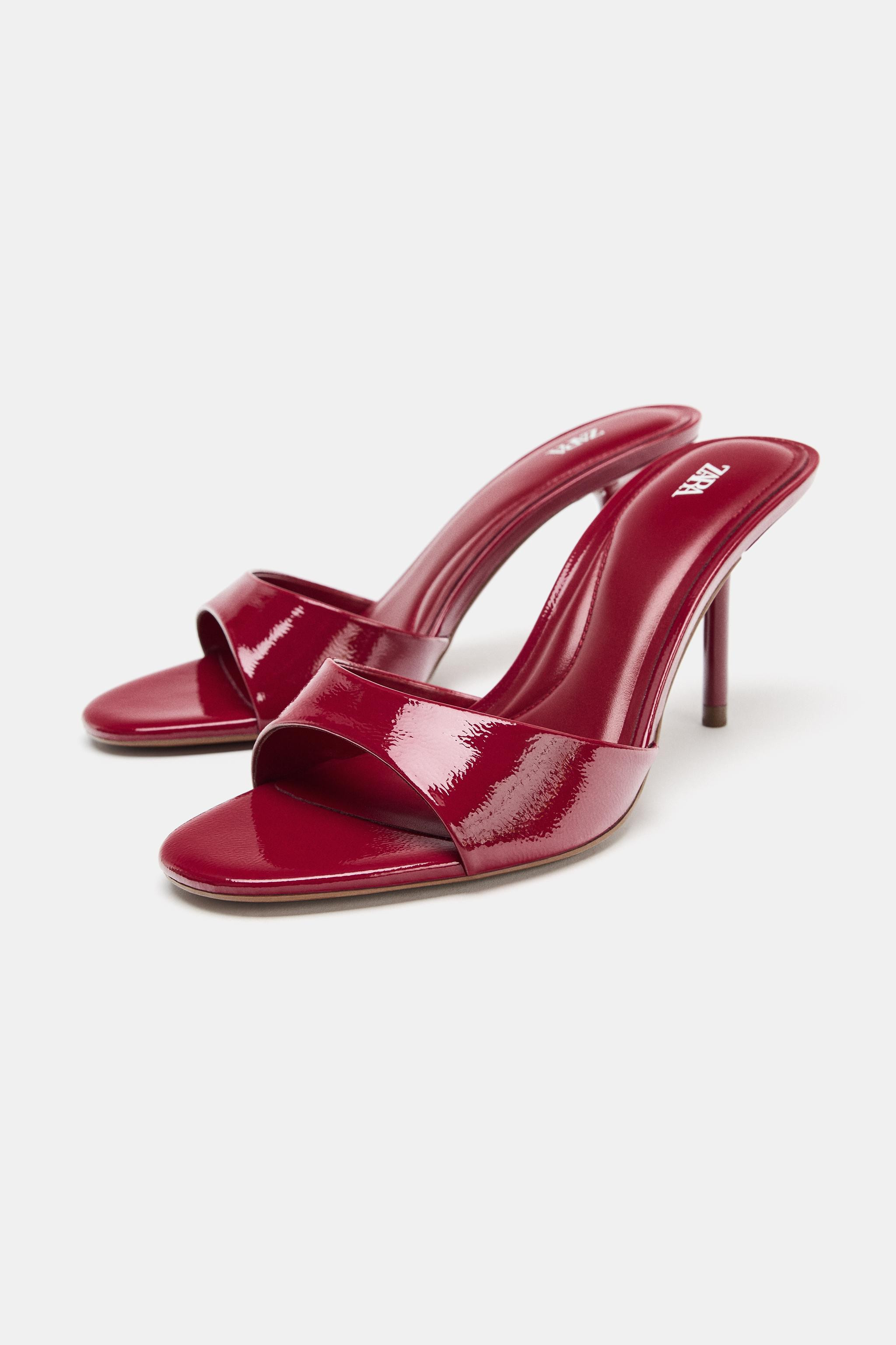 PATENT FINISH HEELED SANDALS | Zara US