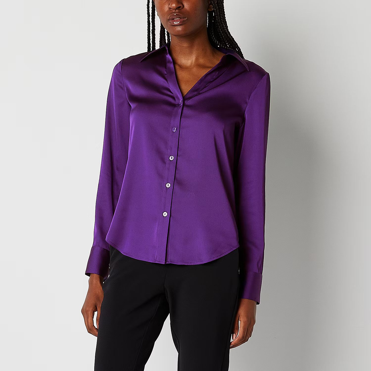 new!Worthington Womens Long Sleeve Regular Fit Button-Down Shirt | JCPenney