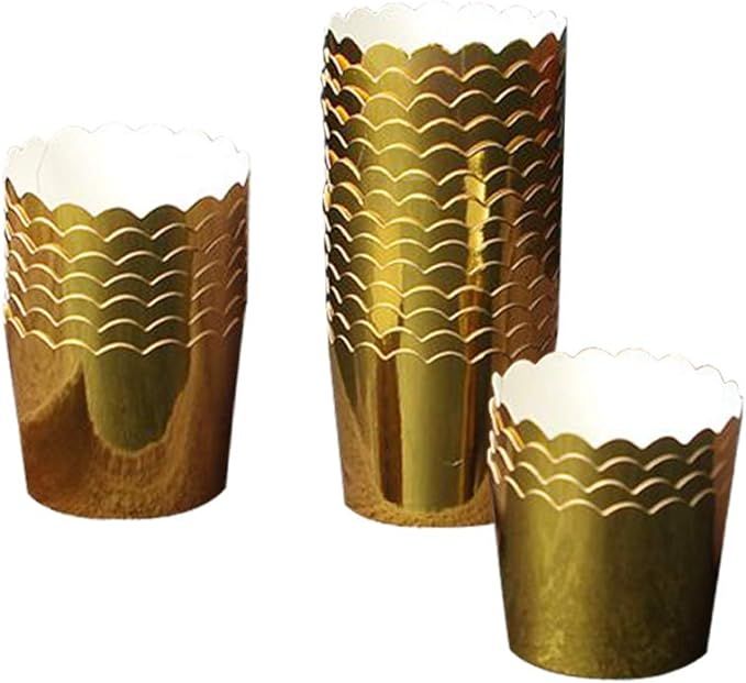 50 Pcs Paper Cupcake Liners Baking Cups, Holiday/Parties/Wedding/Anniversary(Gold) | Amazon (US)