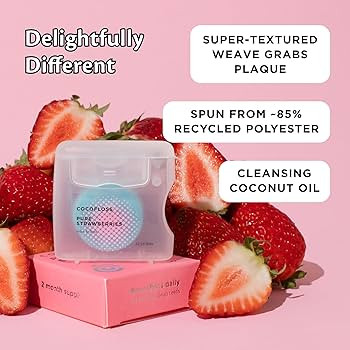 Cocofloss Woven Dental Floss, Dentist-Designed Oral Care, Strawberry Scent, Waxed, Expanding, Kid... | Amazon (US)