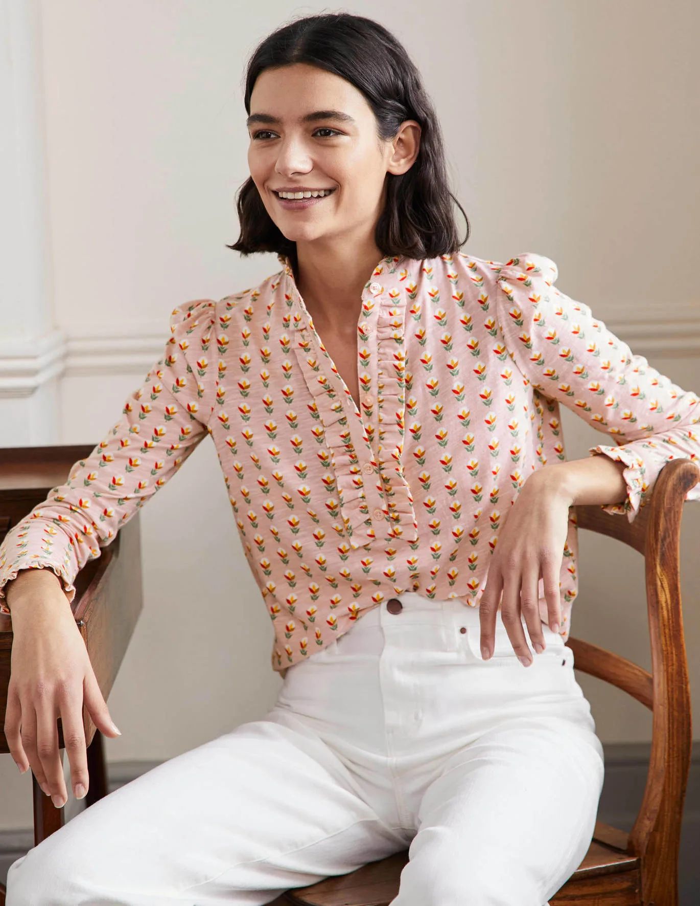 Ruffle Front Jersey Top | Boden (US)
