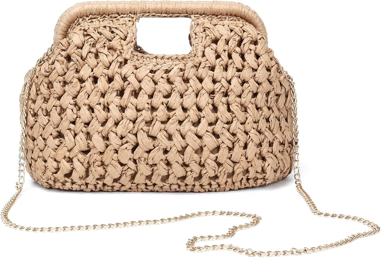 Herald Straw Woven Clutch Purse for Women, Beach Cloud Dumpling Pouch Evening Shoulder Crossbody ... | Amazon (US)