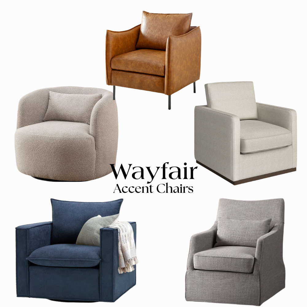Spruce up your living space with chic accent chairs from Wayfair! 🪑✨ 
Some are swivel chairs, a faux leather, and a round back boucle.
Don't miss out on exclusive Way Day sale prices. Perfect for adding style and comfort to any room. 

 #Wayfair #WayDaySale #AccentChairs #HomeDecor #InteriorDesign #FurnitureDeals #LTKHome #LTKSaleAlert