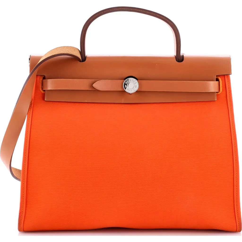 Pre-Owned Hermes Herbag Zip Leather and Toile 31 in Feu at Nordstrom, Size Small | Nordstrom