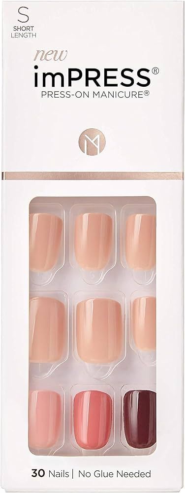 KISS imPRESS No Glue Mani Press On Nails, Design, 'Before Sunset', Multicolor, Short Size, Squova... | Amazon (US)